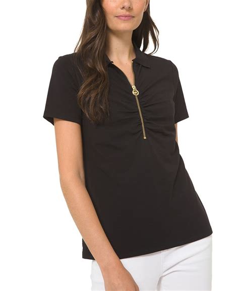 michael kors cotton polo shirt|michael kors zipper shirt.